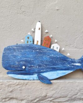 Ξύλινη επιτοίχια φάλαινα ” Simon”